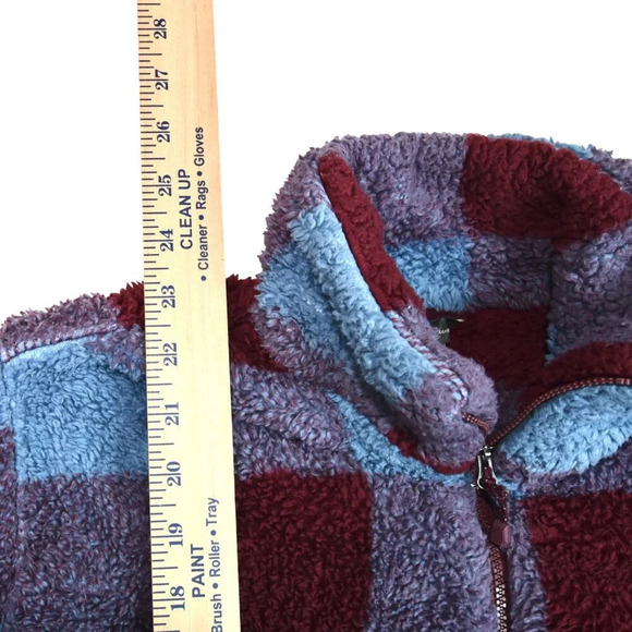 Eddie Bauer || Women's Buffalo Plaid Purple Blue Fleece Size XS - Picture 3 of 6